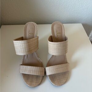 Lulu's Tan Woven Wedges